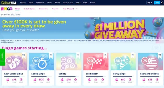 オンラインカジノ William Hill Bingoのルール