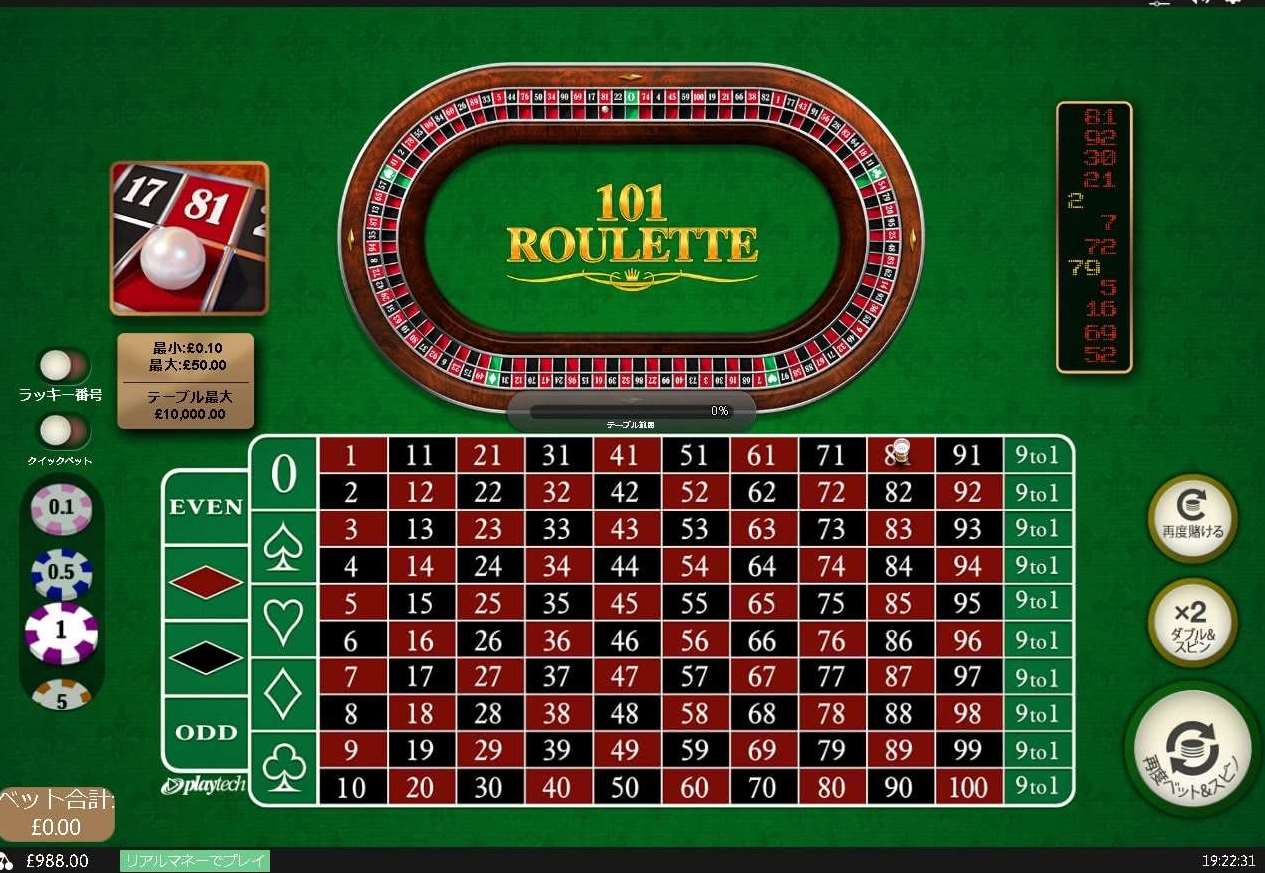 ルーレット 無料 101 Rouletteゲーム